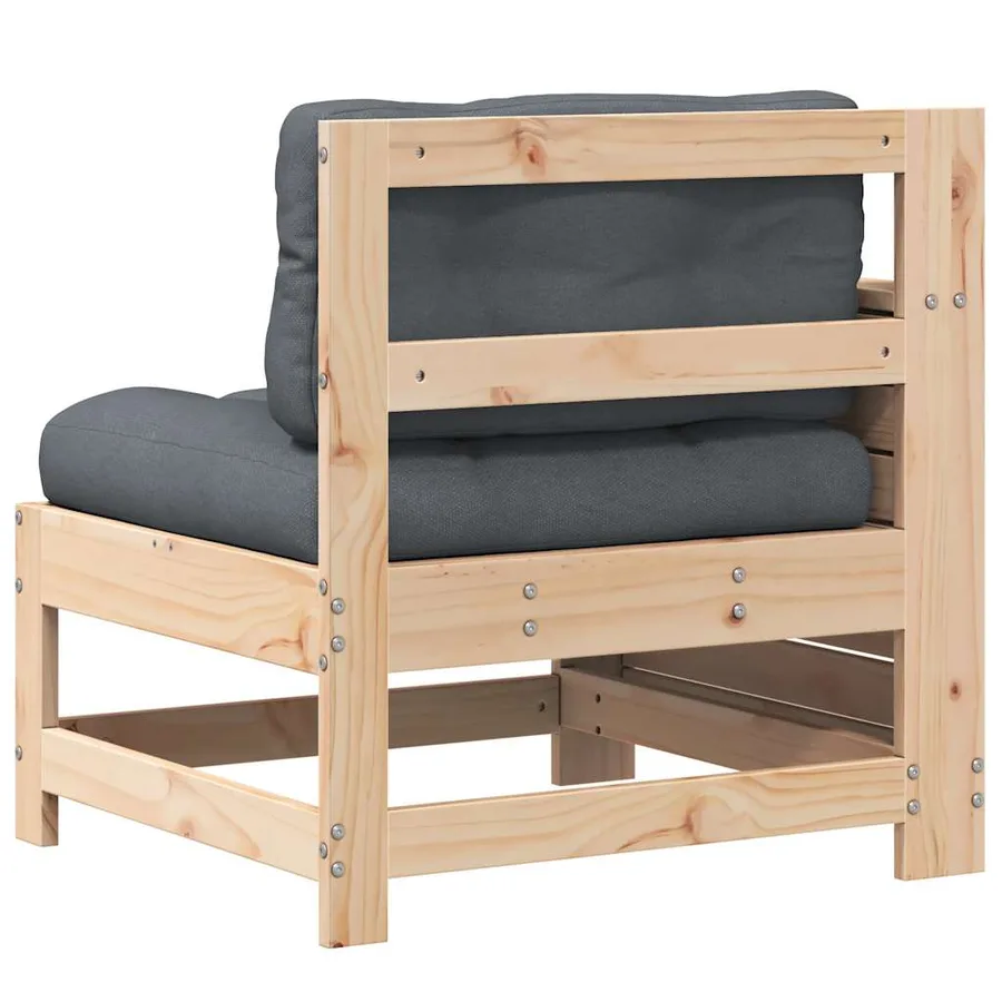 Canapé de jardin accoudoir avec coussin bois massif de pin - 6