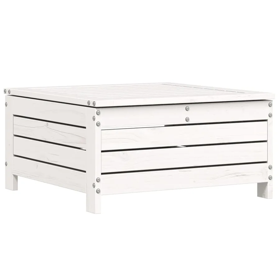 Salon de jardin 7 pcs blanc bois de pin massif - 7