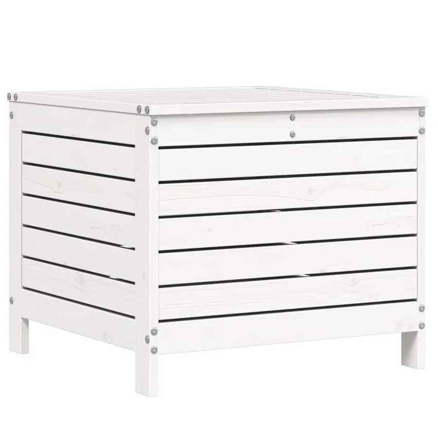 Salon de jardin 7 pcs blanc bois de pin massif - 8