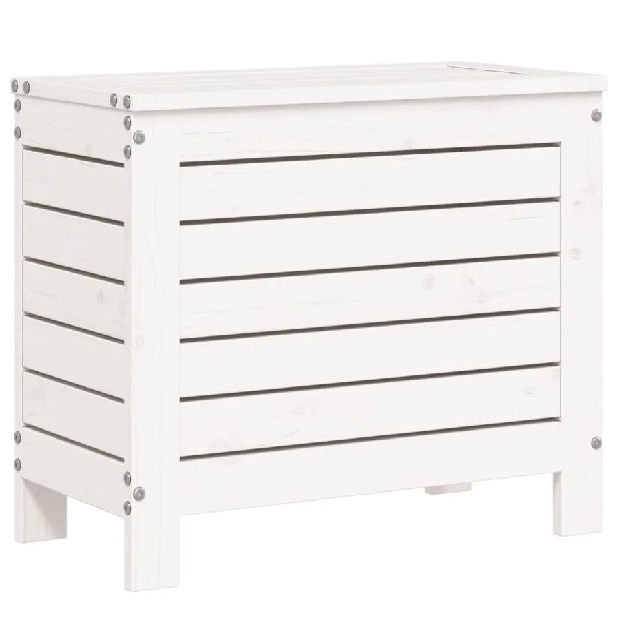 Salon de jardin 7 pcs blanc bois de pin massif - 9