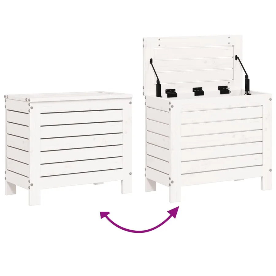 Salon de jardin 7 pcs blanc bois de pin massif - 12
