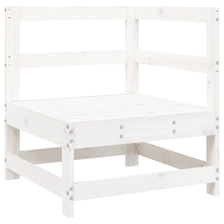 Salon de jardin 7 pcs blanc bois de pin massif - 4