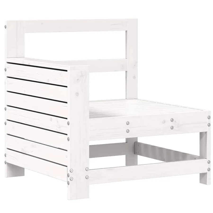 Salon de jardin 7 pcs blanc bois de pin massif - 5