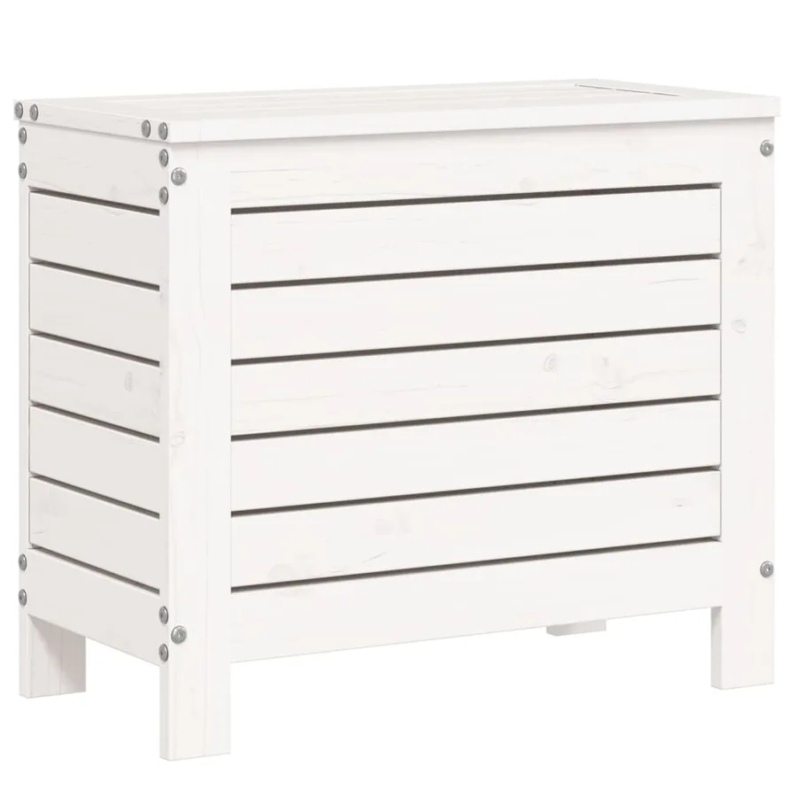 Salon de jardin 7 pcs blanc bois de pin massif - 9