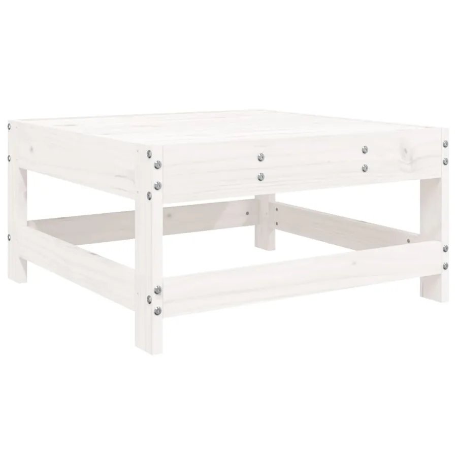 Salon de jardin 10 pcs blanc bois de pin massif - 4