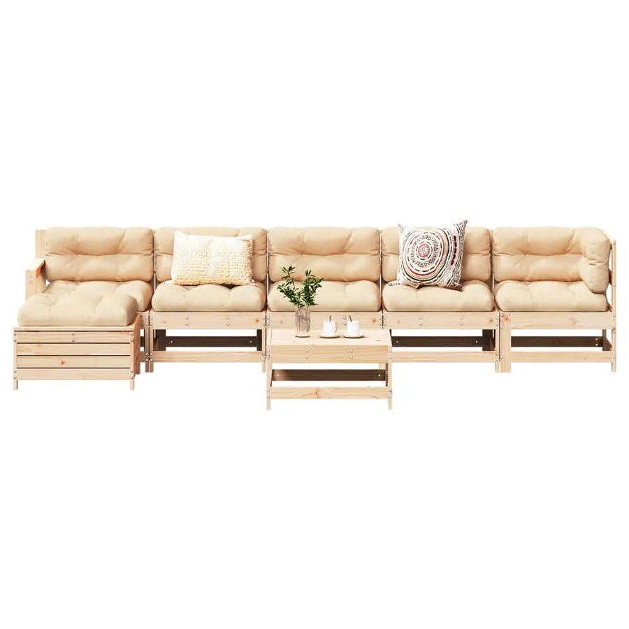 Salon de jardin 7 pcs Bois de pin massif