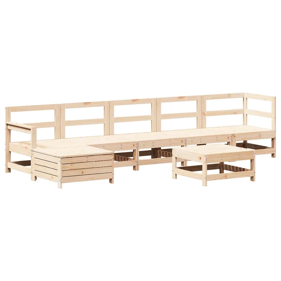 Salon de jardin 7 pcs Bois de pin massif - 2