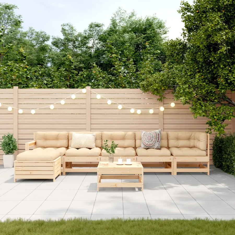 Salon de jardin 7 pcs Bois de pin massif - 3