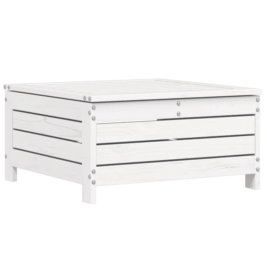 Salon de jardin 10 pcs blanc bois de pin massif - 10
