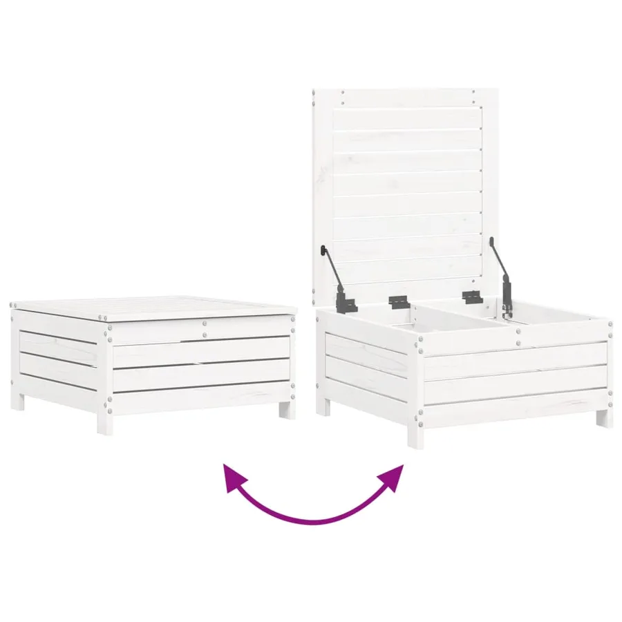 Salon de jardin 10 pcs blanc bois de pin massif - 11