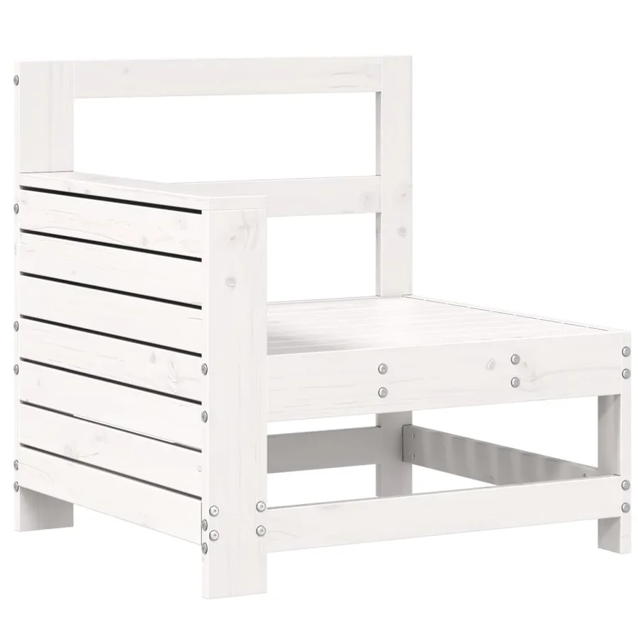 Salon de jardin 10 pcs blanc bois de pin massif - 7