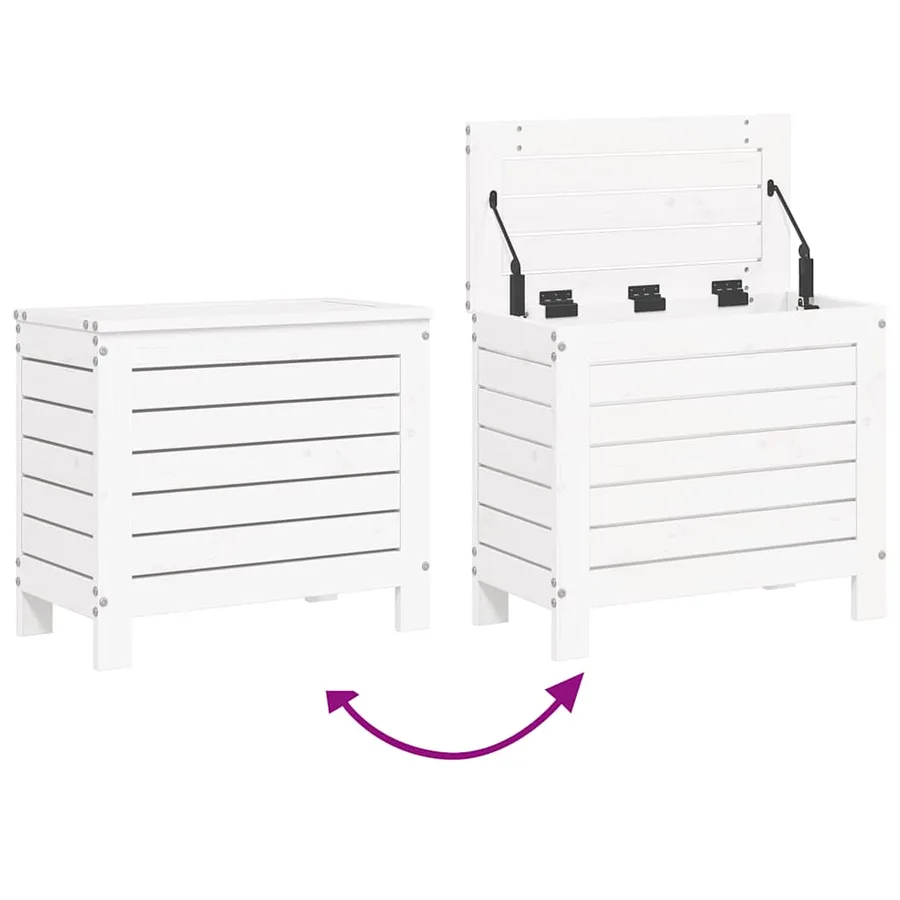 Salon de jardin 10 pcs blanc bois de pin massif - 12