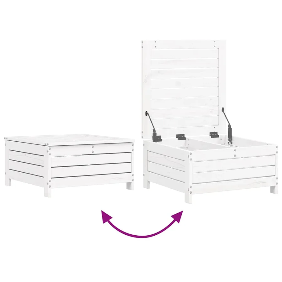 Salon de jardin 10 pcs blanc bois de pin massif - 10