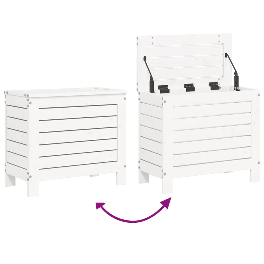 Salon de jardin 10 pcs blanc bois de pin massif - 11