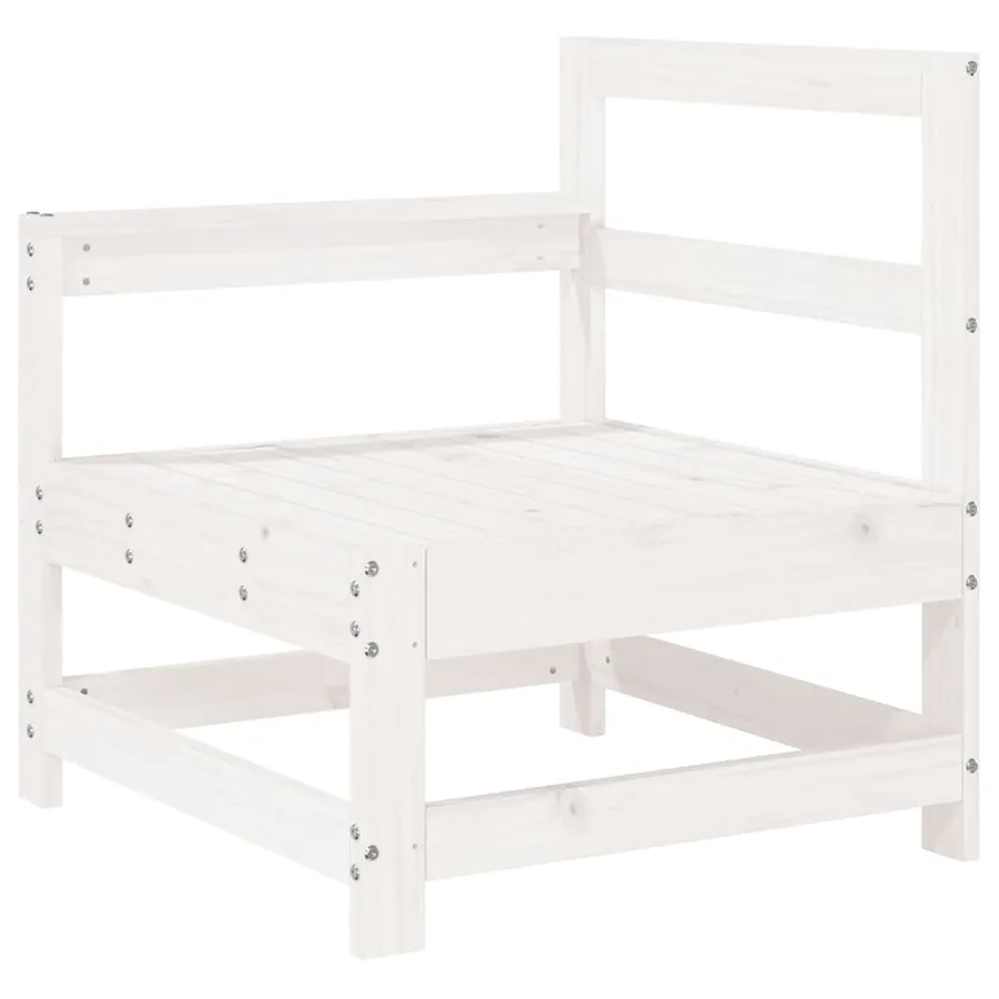 Salon de jardin 10 pcs blanc bois de pin massif - 5