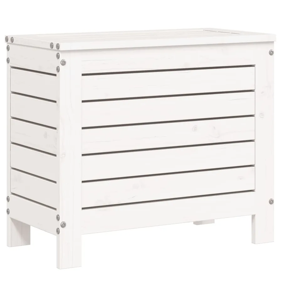 Salon de jardin 10 pcs blanc bois de pin massif - 7