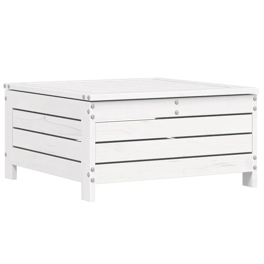 Salon de jardin 10 pcs blanc bois de pin massif - 9