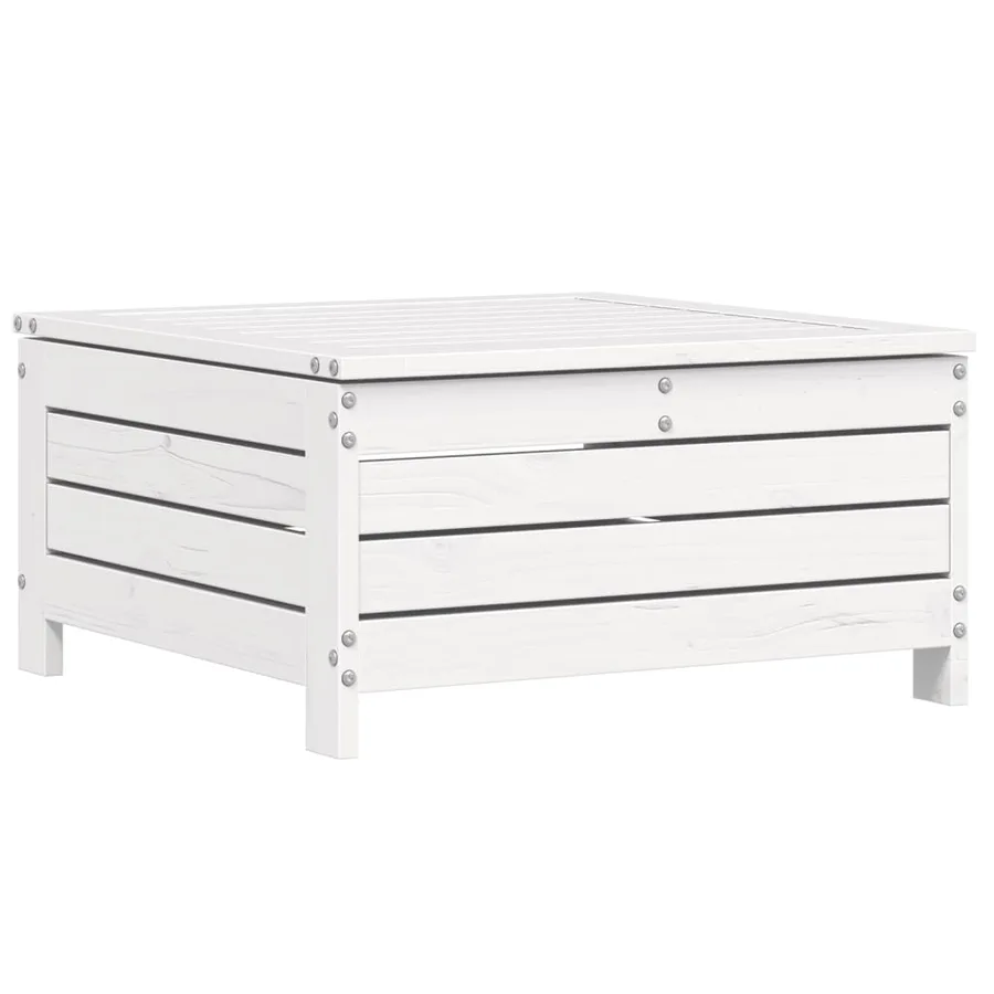 Salon de jardin 10 pcs blanc bois de pin massif - 9