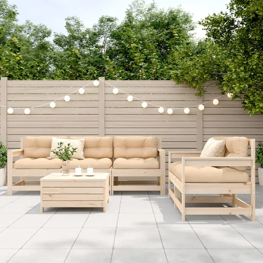 Salon de jardin 6 pcs bois de pin massif - 3