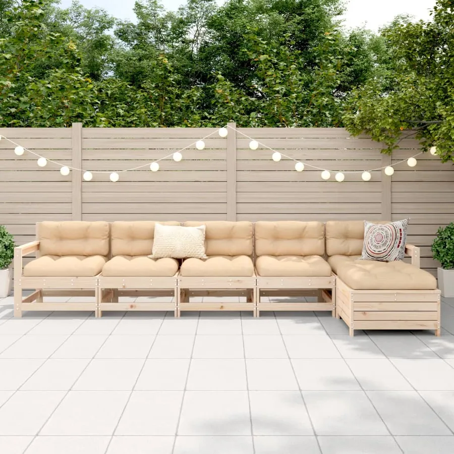 Salon de jardin 6 pcs bois de pin massif - 3