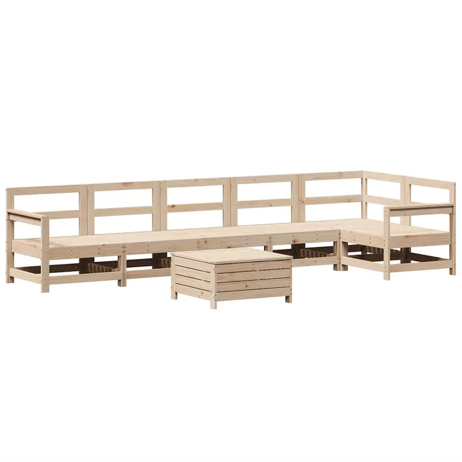 Salon de jardin 7 pcs bois de pin massif - 2