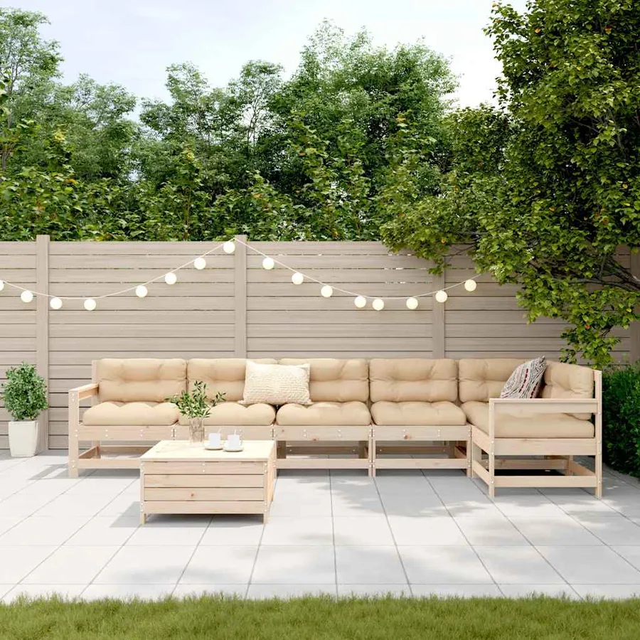 Salon de jardin 7 pcs bois de pin massif - 3