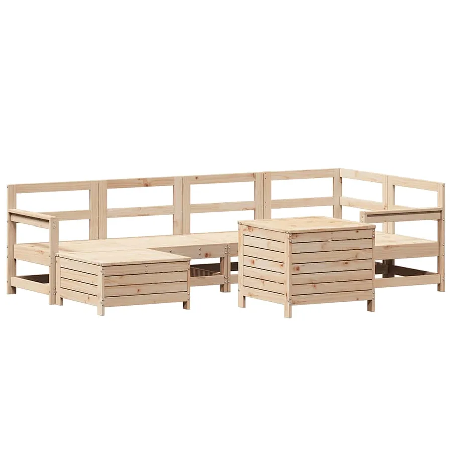 Salon de jardin 7 pcs bois de pin massif - 2