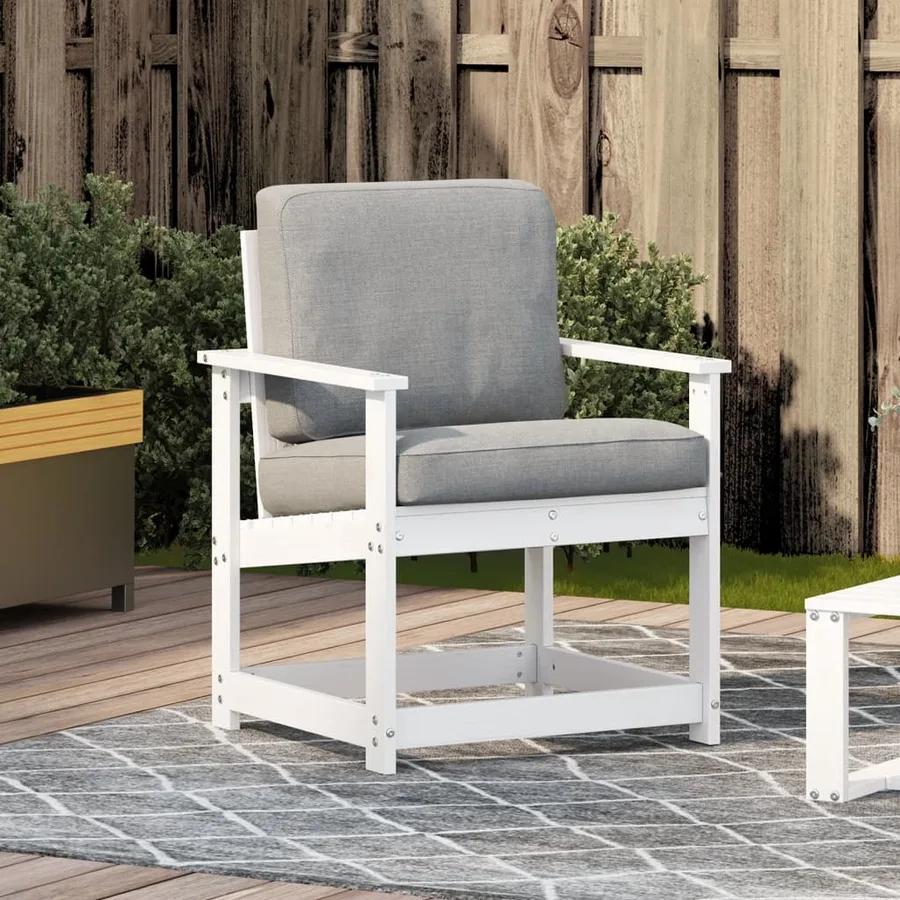 Chaise de jardin blanc 62x56x77 cm bois de pin massif - 3