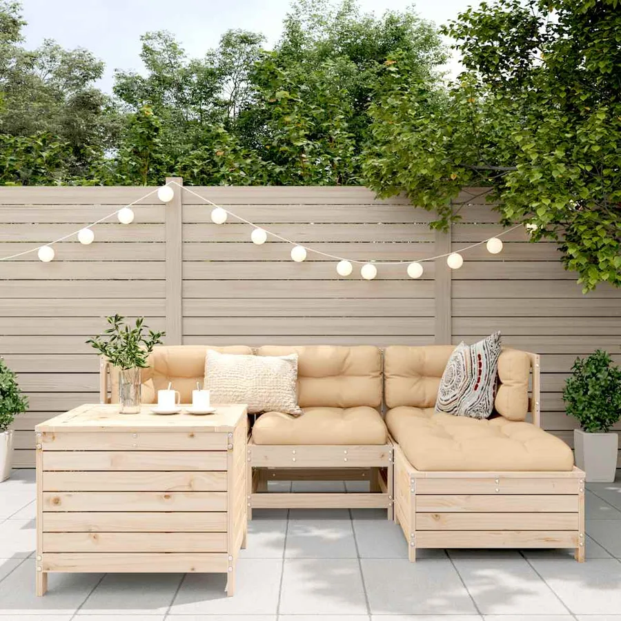 Salon de jardin 5 pcs bois de pin massif - 3