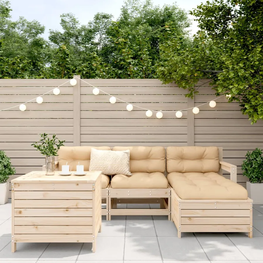 Salon de jardin 5 pcs bois de pin massif - 3
