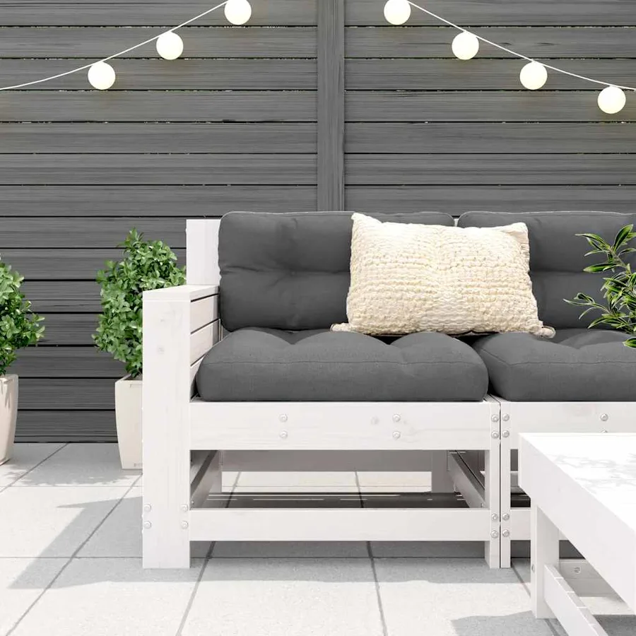 Canapé de jardin accoudoir blanc 69x62x70,5 cm bois pin massif - 3