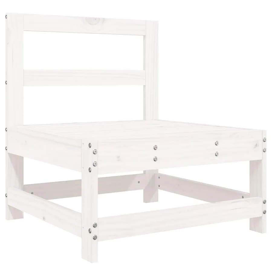 Salon de jardin 7 pcs blanc bois de pin massif - 5