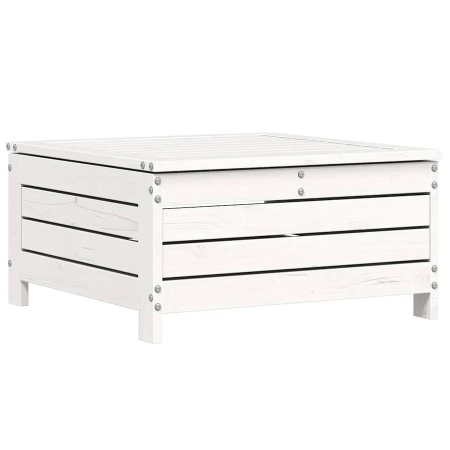 Salon de jardin 7 pcs blanc bois de pin massif - 7
