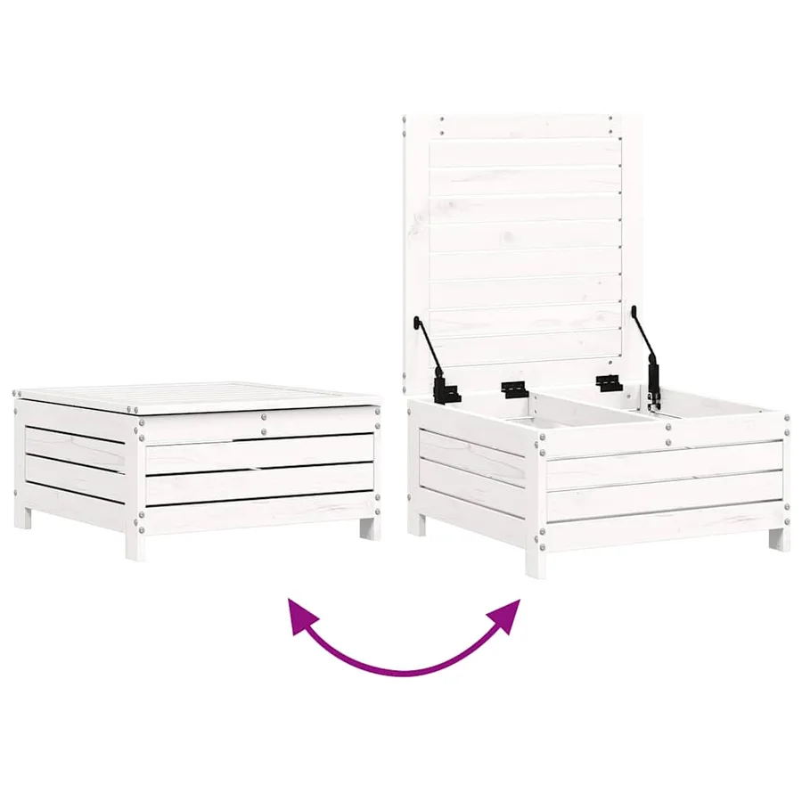 Salon de jardin 7 pcs blanc bois de pin massif - 8