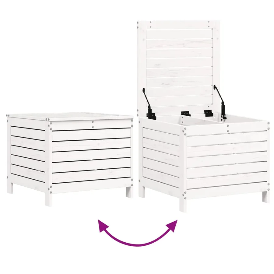 Salon de jardin 5 pcs blanc bois massif de pin - 9