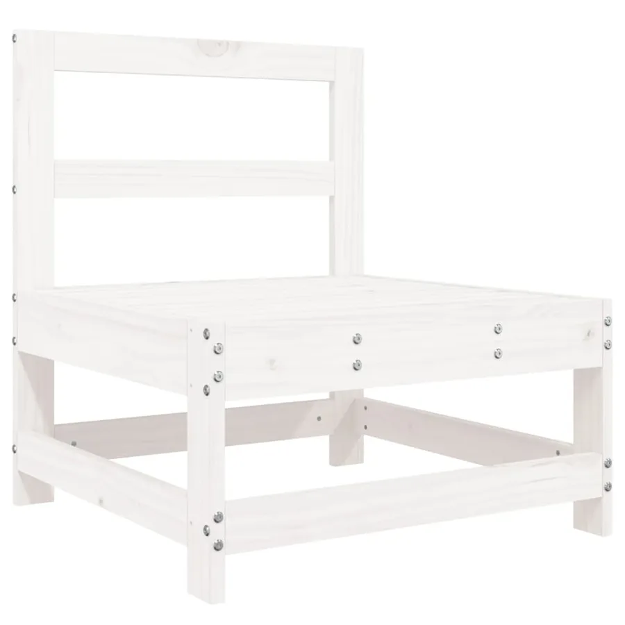 Salon de jardin 6 pcs blanc bois de pin massif - 5
