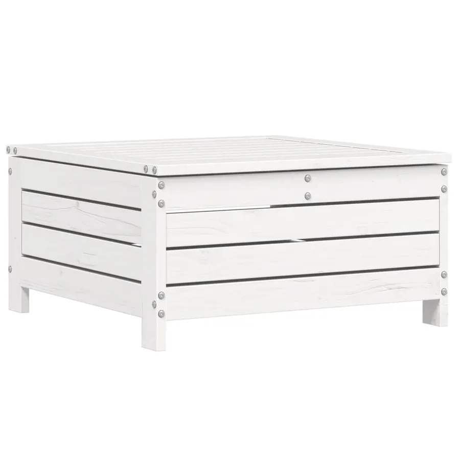 Salon de jardin 6 pcs blanc bois de pin massif - 6
