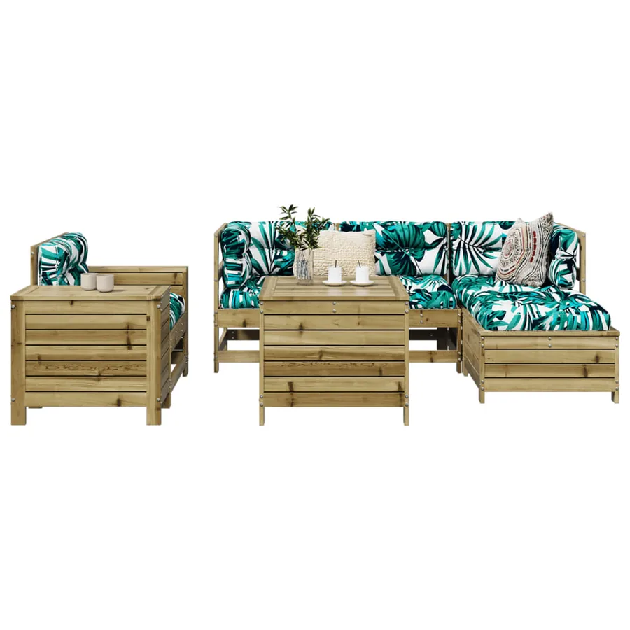 Salon de jardin 7 pcs bois de pin imprégné