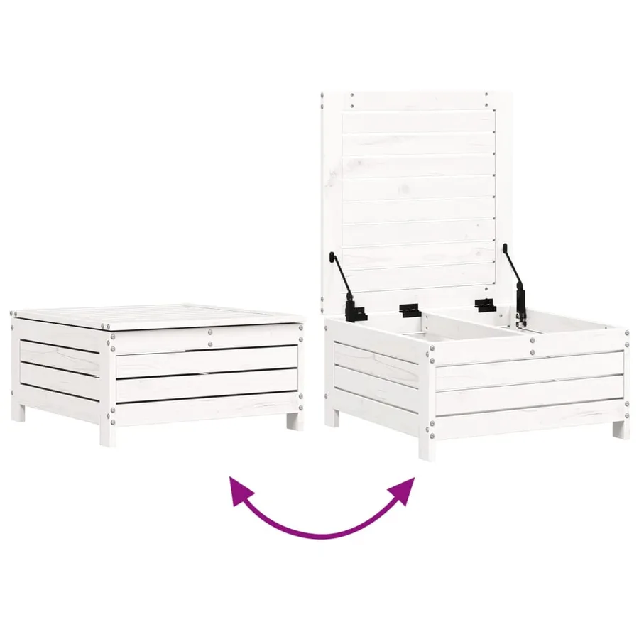 Salon de jardin 7 pcs blanc bois de pin massif - 8