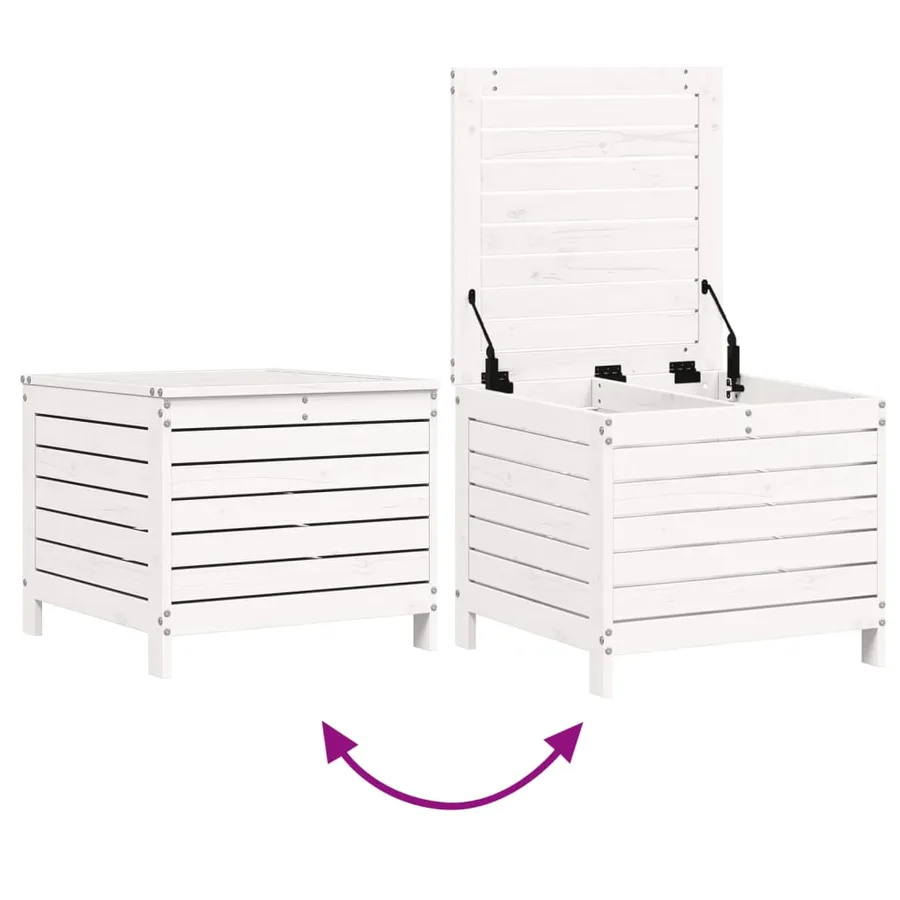 Salon de jardin 7 pcs blanc bois de pin massif - 9