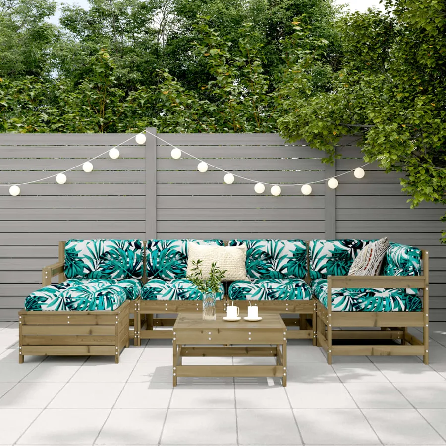 Salon de jardin 7 pcs bois de pin imprégné - 3
