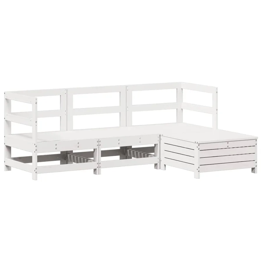Salon de jardin 4 pcs blanc bois de pin massif - 2