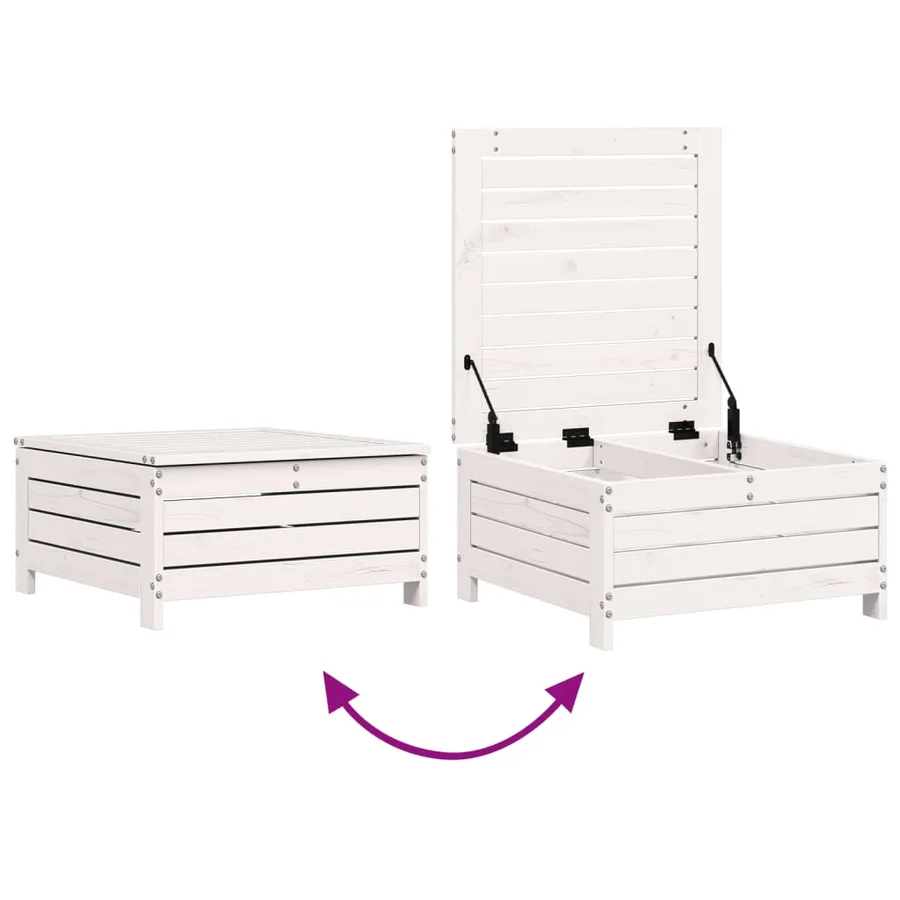 Repose-pied de jardin blanc 62x63,5x32 cm bois de pin massif - 7