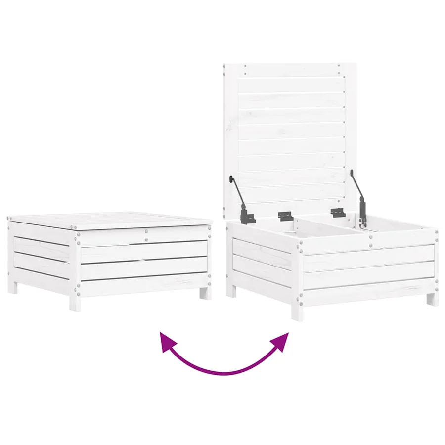 Salon de jardin 3 pcs blanc bois de pin massif - 6