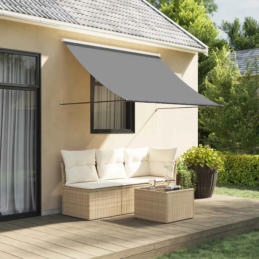 Auvent rétractable anthracite 250x150 m tissu et acier