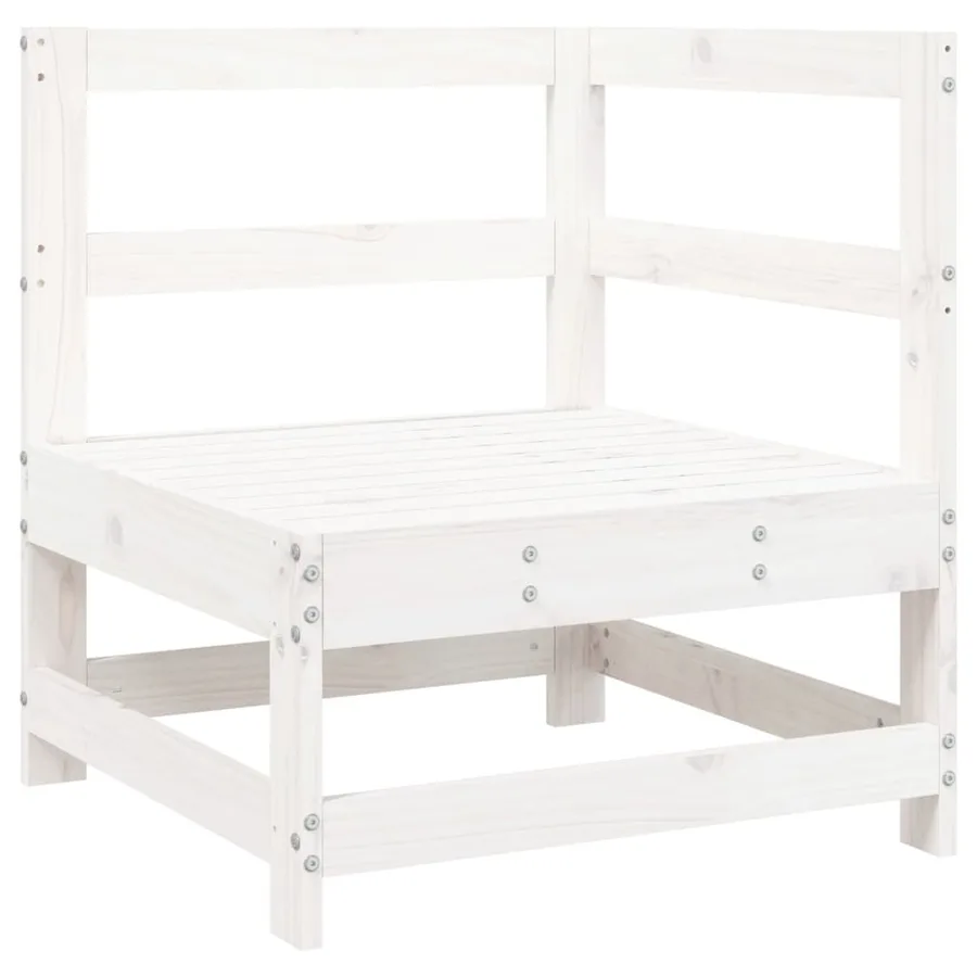 Salon de jardin 7 pcs blanc bois de pin massif - 6