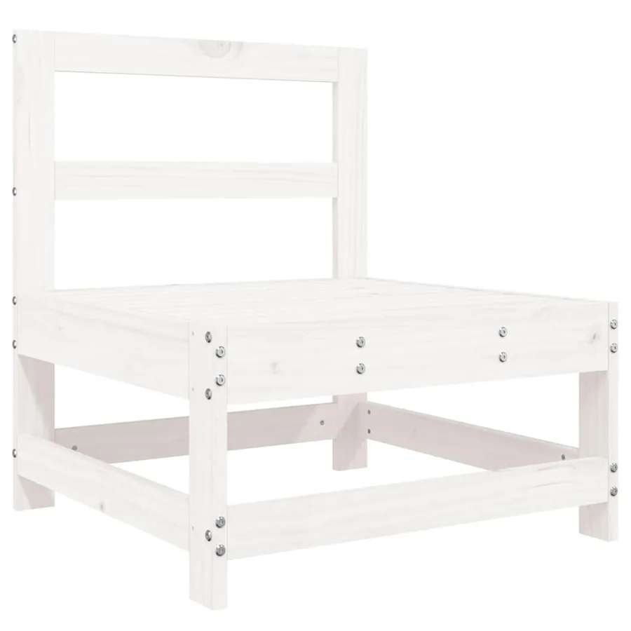 Salon de jardin 6 pcs blanc bois de pin massif - 4