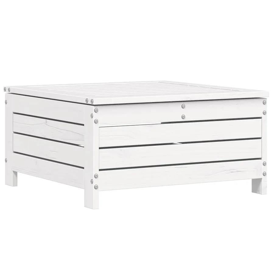 Salon de jardin 6 pcs blanc bois de pin massif - 6