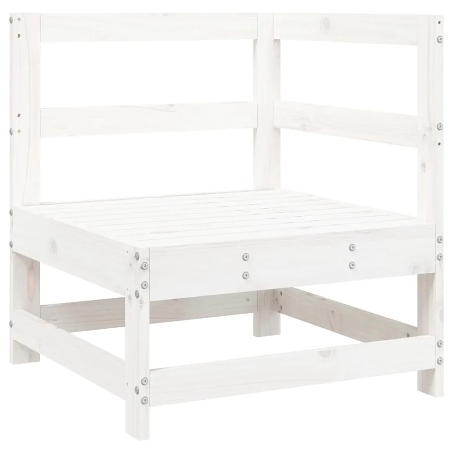 Salon de jardin 7 pcs blanc bois de pin massif - 4