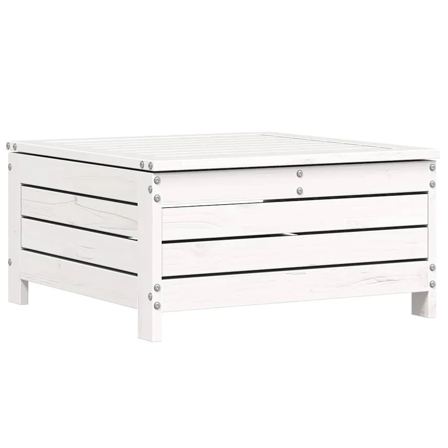 Salon de jardin 7 pcs blanc bois de pin massif - 7